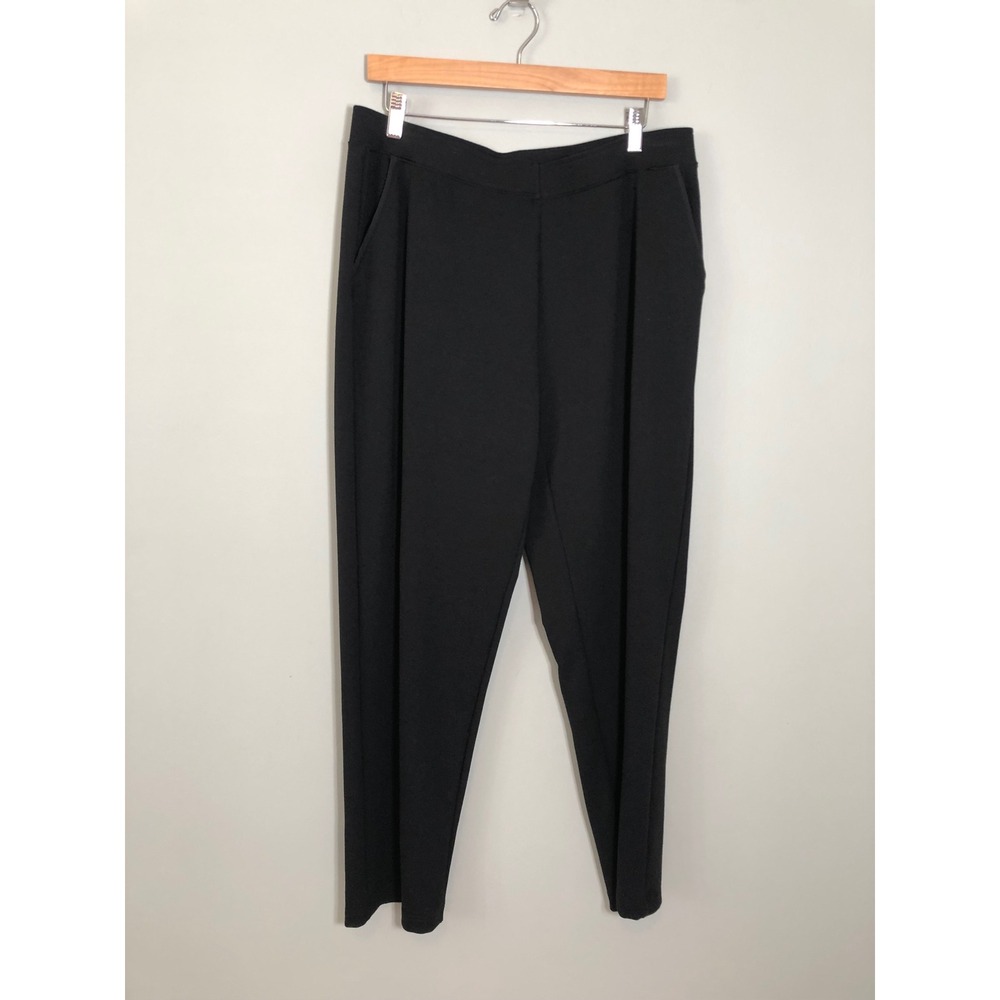 Chico's Weekends Tapered Pants Womens 2 Short (12) Black Elastic Waist Pockets